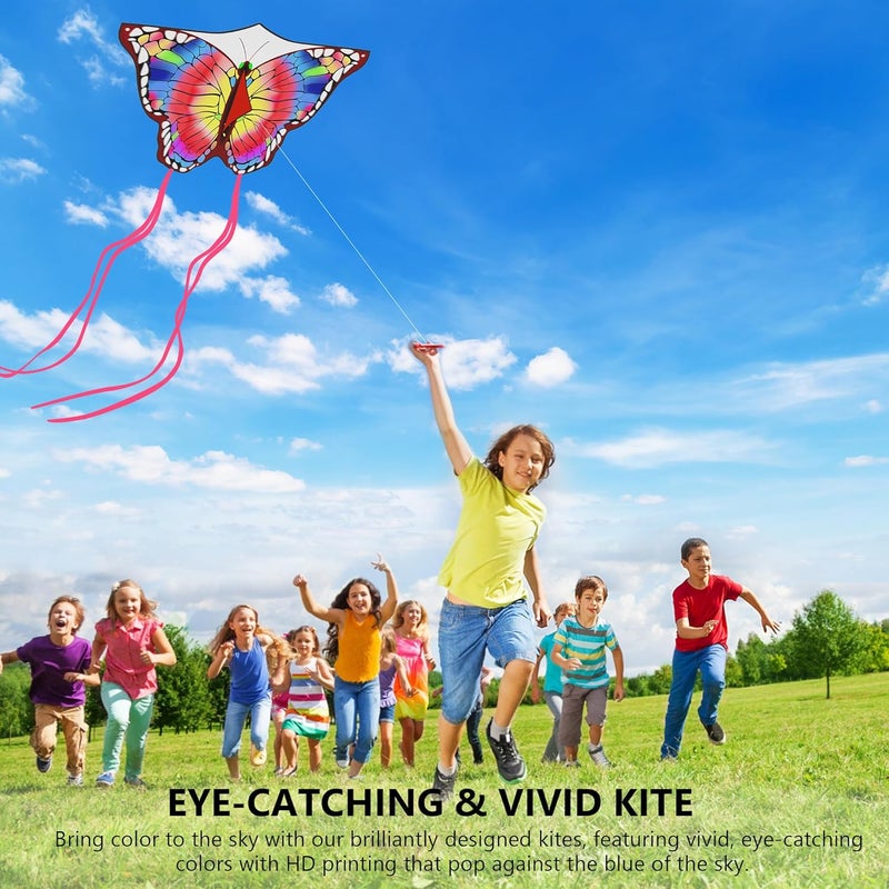 Crogift Store Butterfly Kite for Kids 4-8 8-12, Kid Kites Easy to Fly, Colorful Kite for Adults & Beginners, Beach Park Outdoor Activities, Easter Gift for Kid Boys & Girls(Purple and Yellow) - Image 4